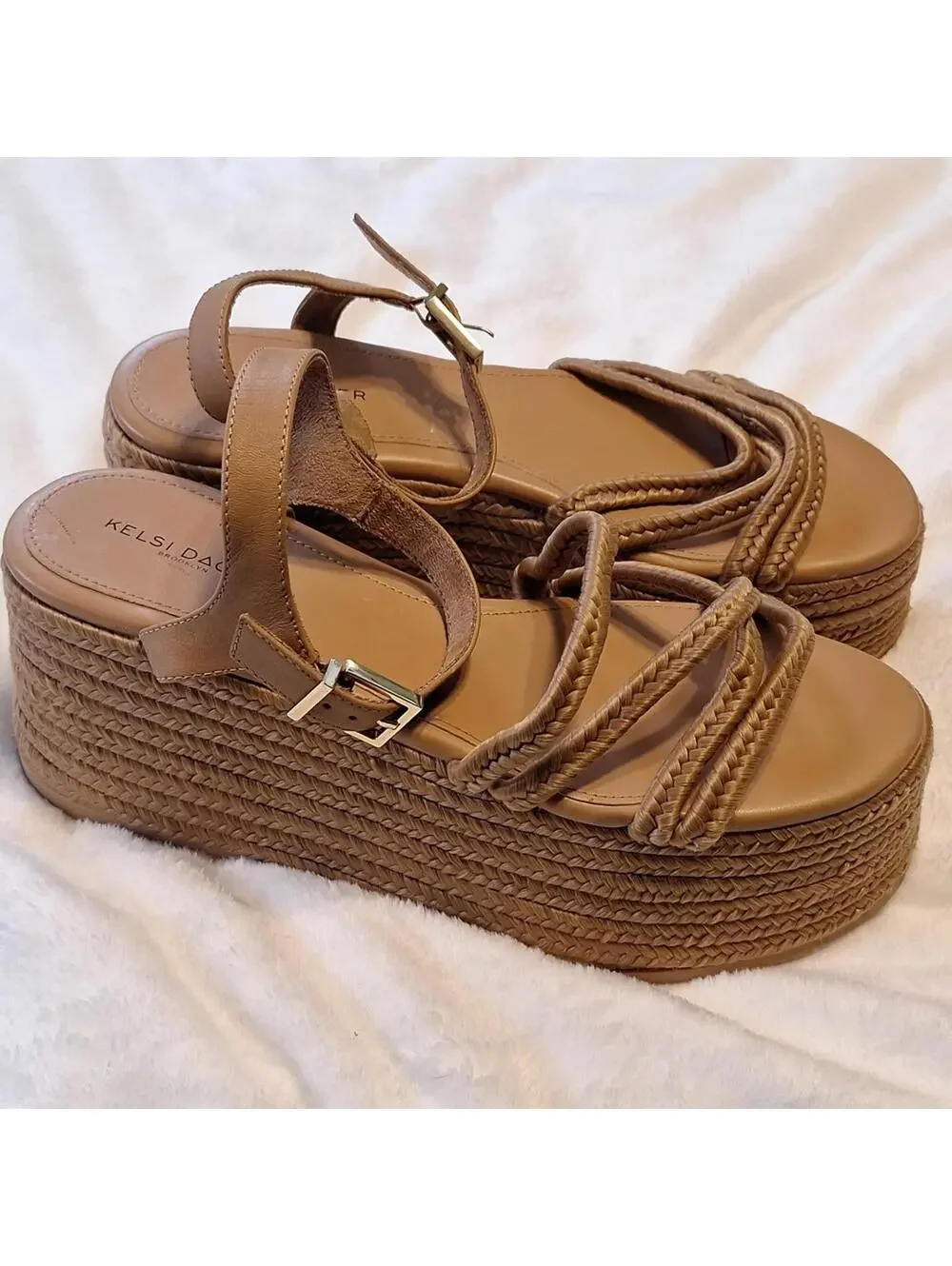 Kelsi Dagger Tan Platform Espadrille Sandal Size 10.5